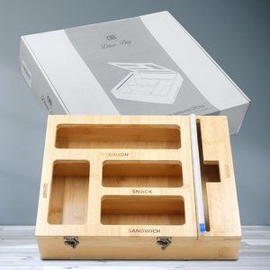 2 in 1 Ziplock Bag Storage Organizer with Plastic Wrap Dispenser with Cutter